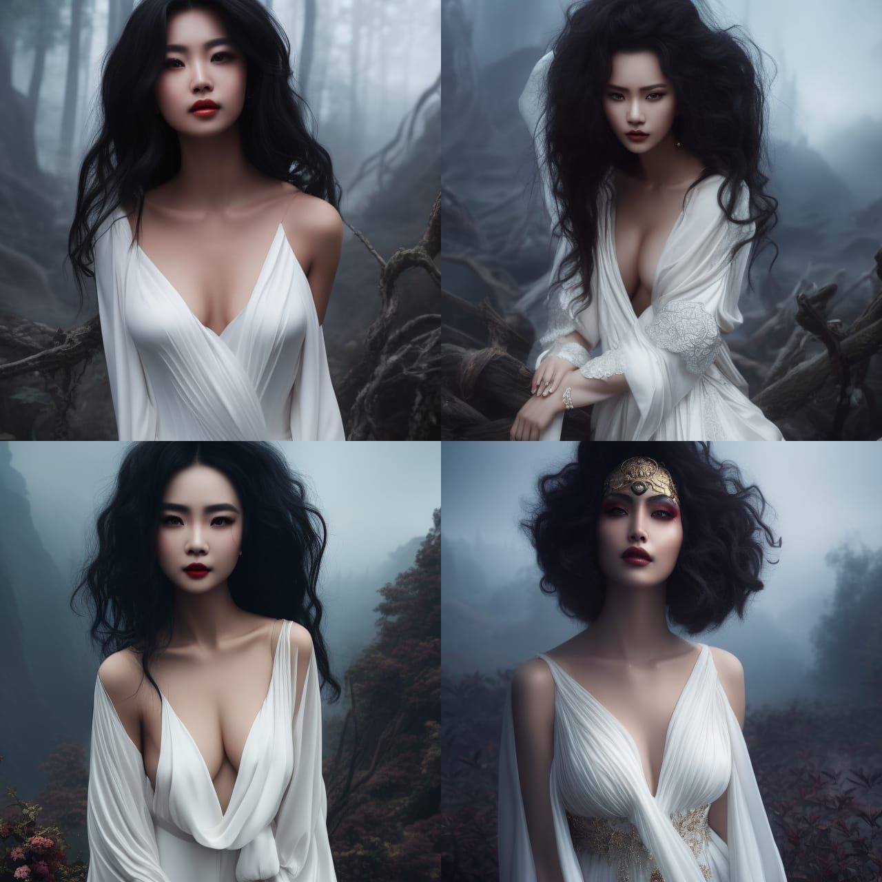 Detailed Portrait of a Smiling Woman in Fantasy Style