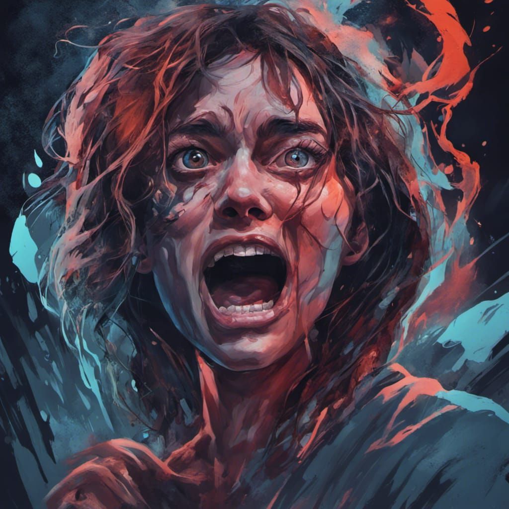 Scary Ghost Attacks Man at Night: Hyperrealistic Art