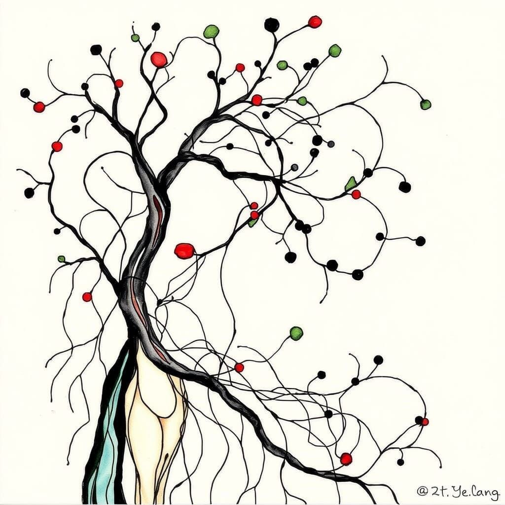 Intricate Abstract Line Drawing in Pastel Colors