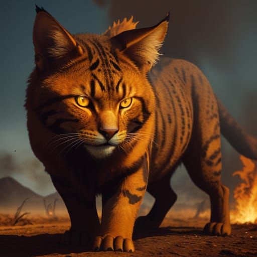 Wildfire Feline King in a Dystopian Apocalypse