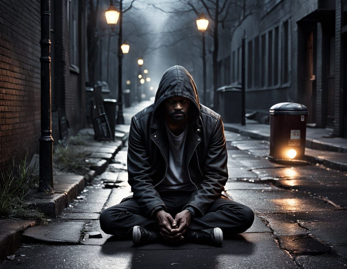 Urban Despair: A Lonely Night Scene