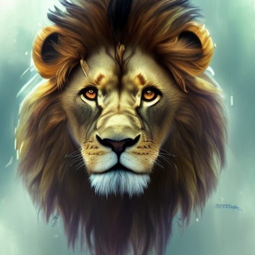 Roaring Lion Portrait in Acid Colors