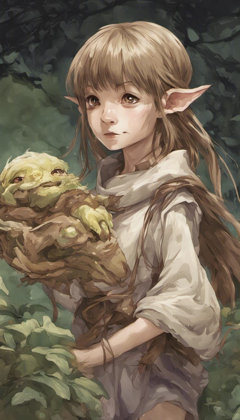 Gelfling with Brown Hair in Anime Style