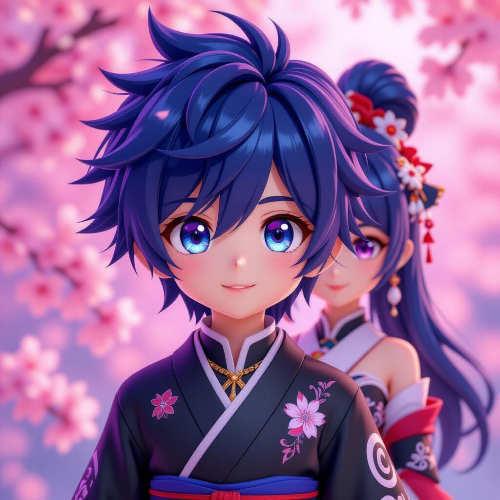 Anime Couple in 3D Style, Genshin Impact