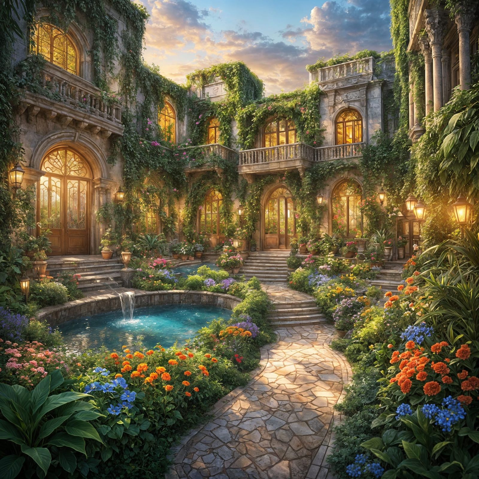 Secret Garden Villa With Mosaic Floors and Waterfalls