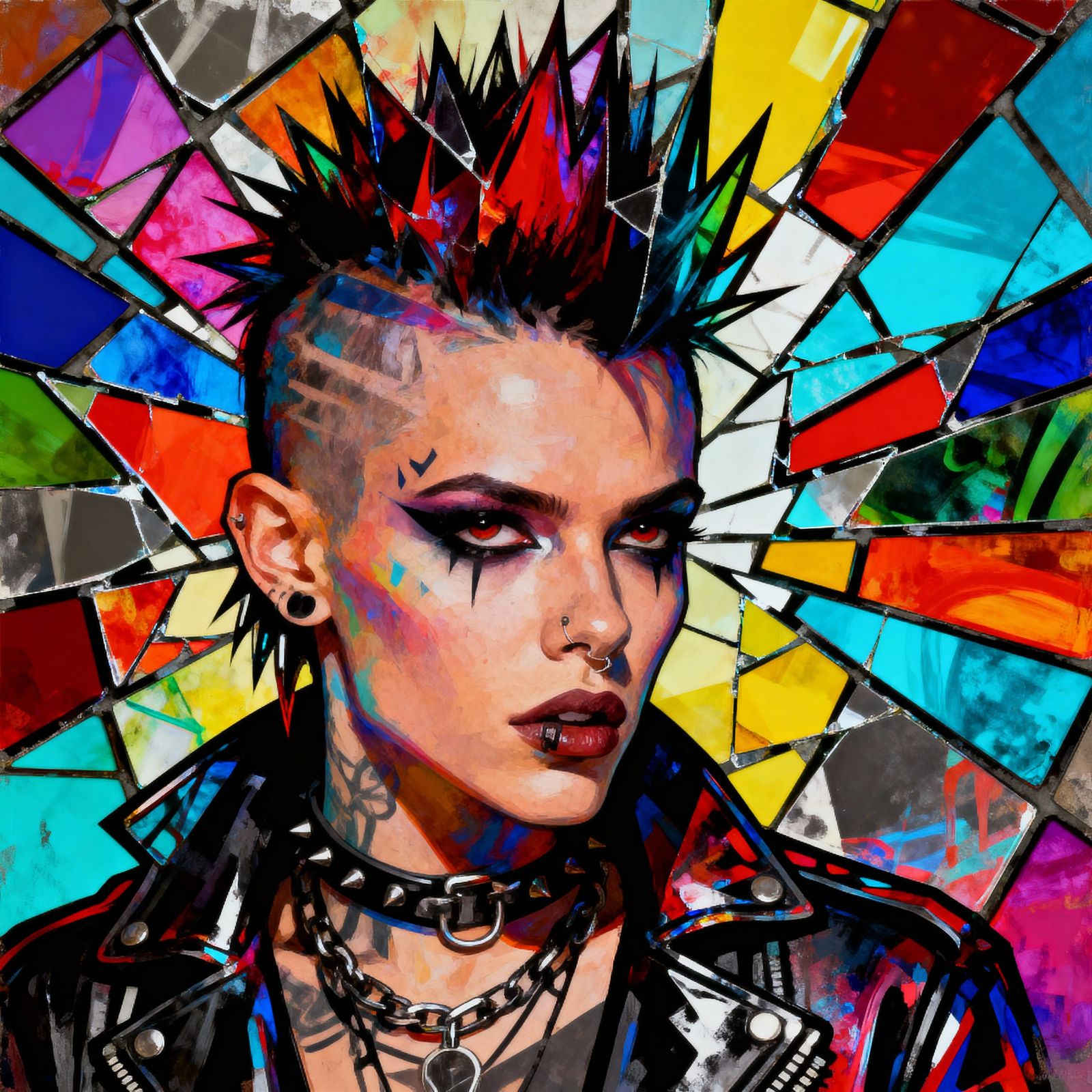 Explosive Abstract Art in Punk Digital Style