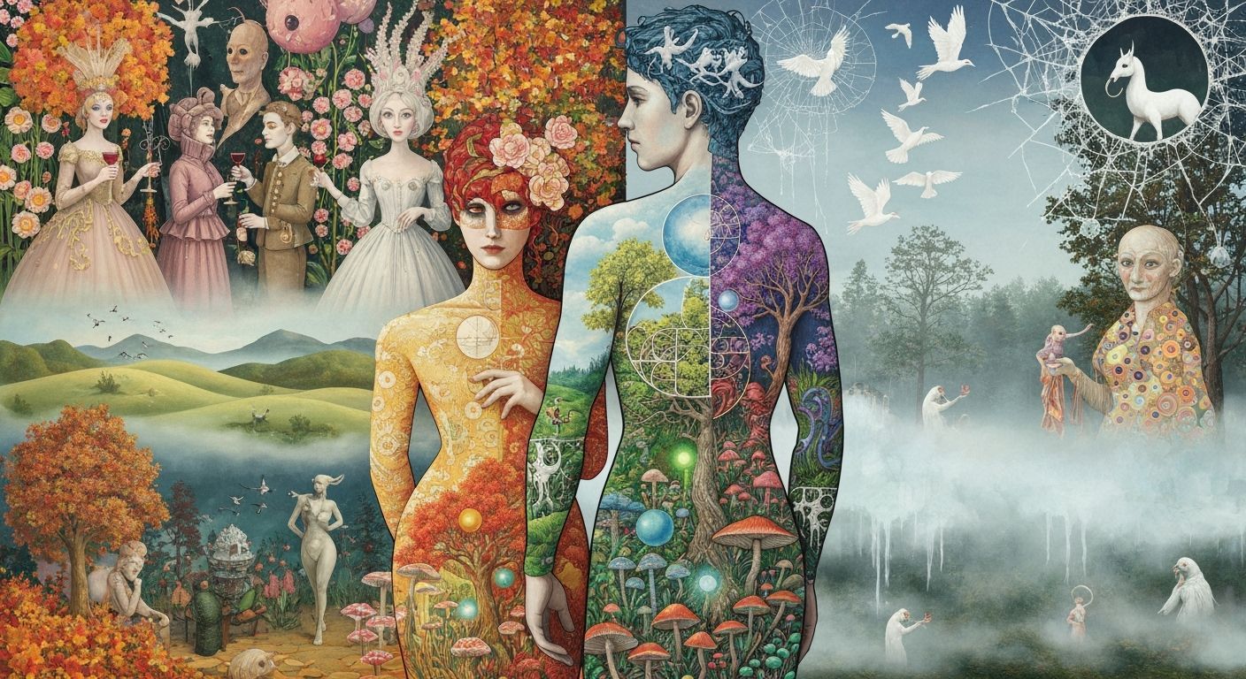 Surreal Garden Party in a Dreamlike Fantasy