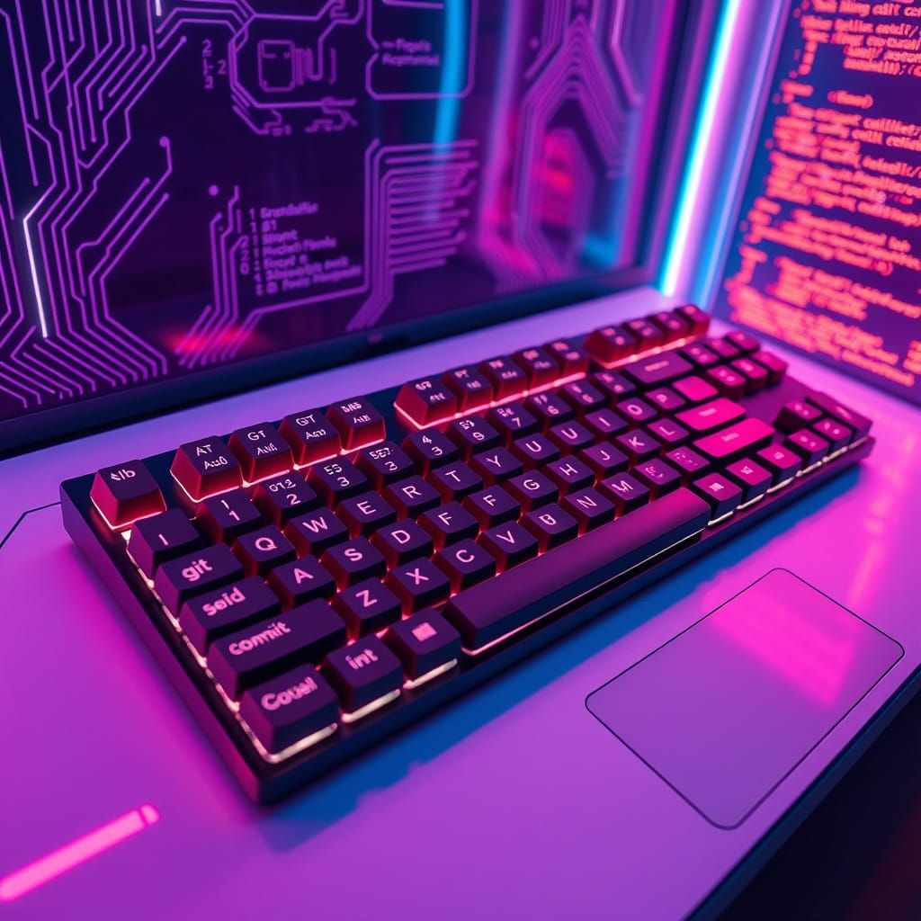 Git Command Keyboard in Futuristic Coding Environment