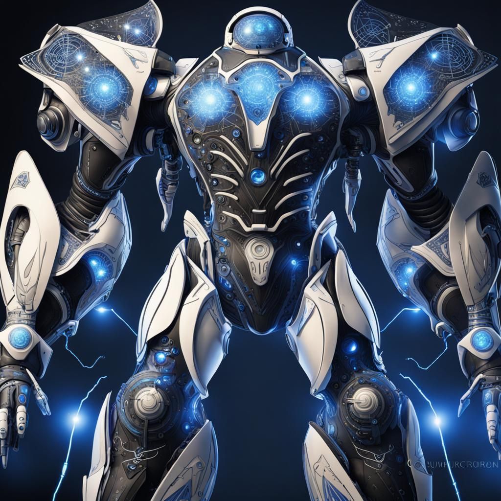 Arcturian Cyber Armor with Blue Energy Circuits