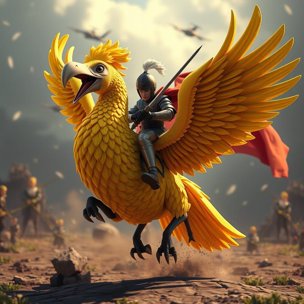 Civil War Era Knight Battles on a Yellow Chocobo in Epic Fan...