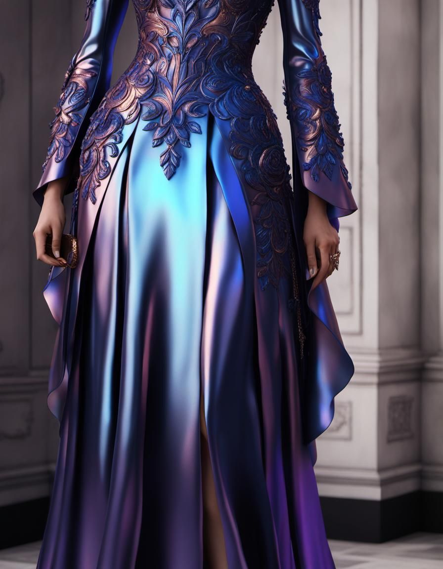 Ethereal gothic rose gold met gala dress with rose gold Silk...