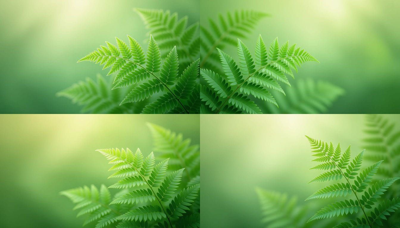 Delicate Green Fern Leaves in Tranquil Nature Close-up