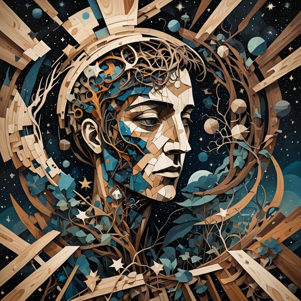 Apocalyptic Marquetry: Spaceman in Cubist Space Art