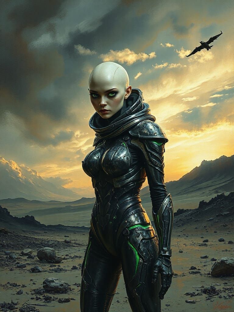 Biomechanical Warrior of a Barren Planet