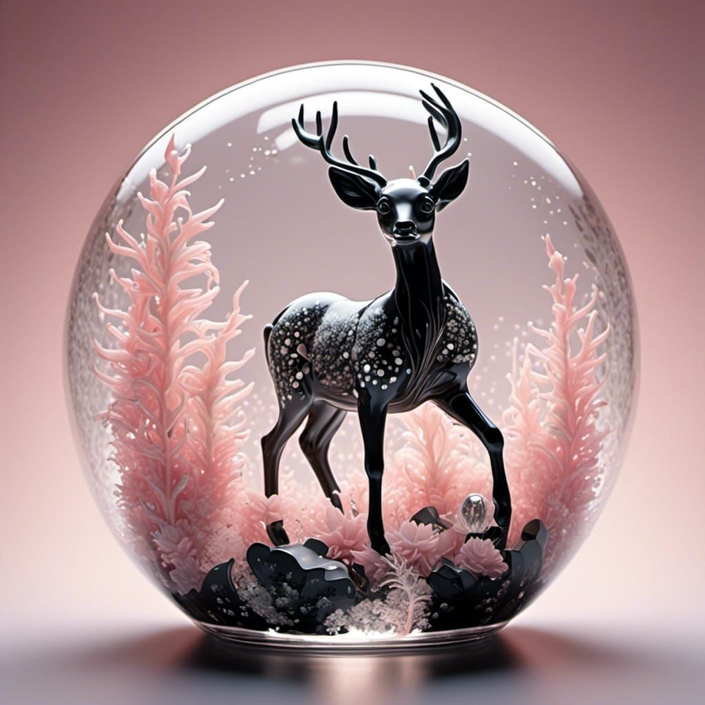 Fawn in Glass Sphere: Magical Fantasy Artwork