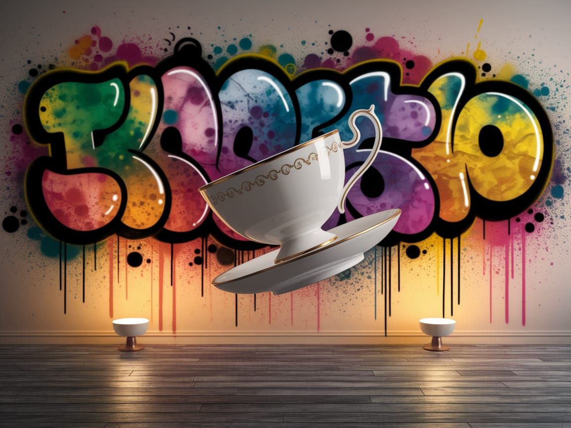Floating Teacup: Surreal Concept Art Masterpiece