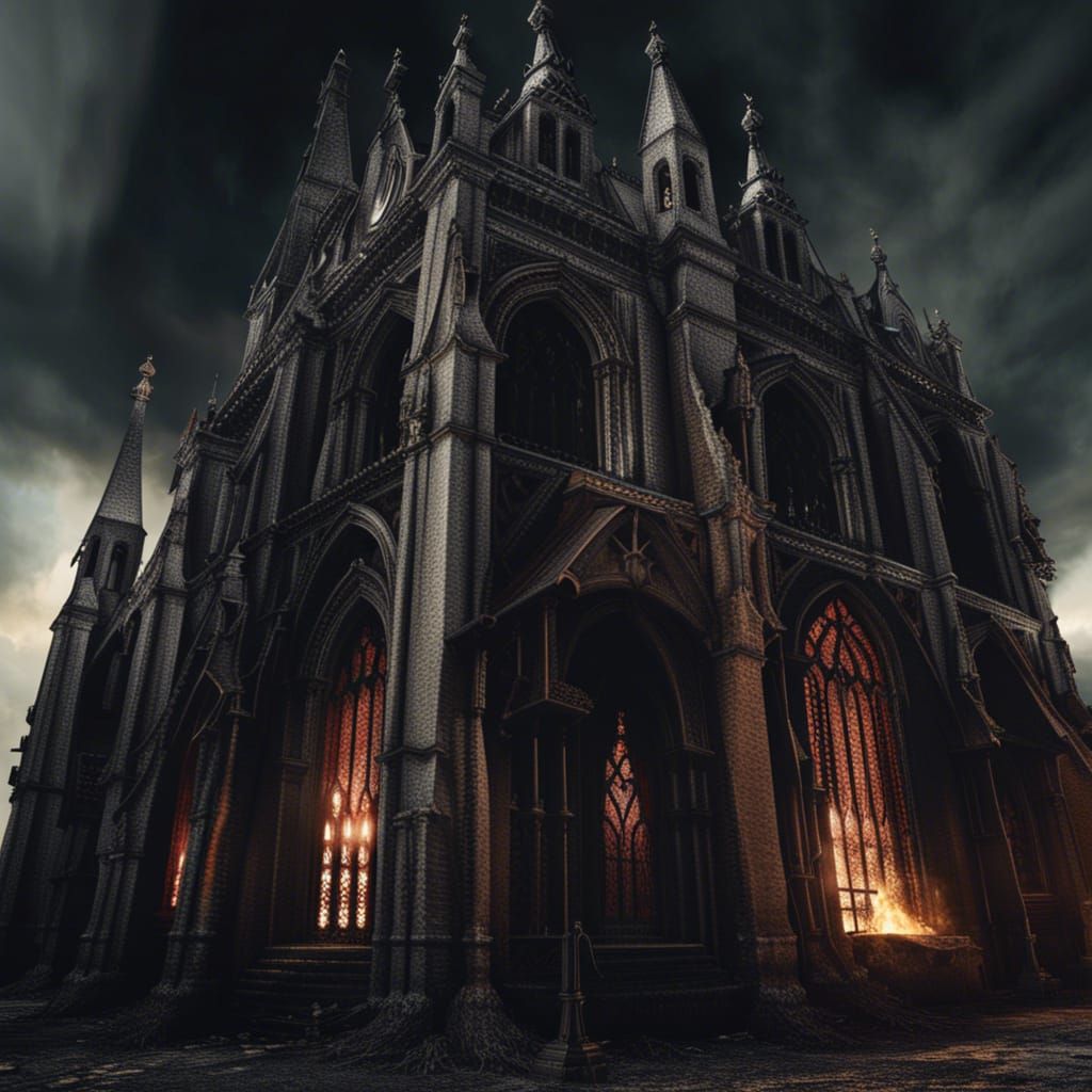 Burning Gothic Church: Horror in 8K Resolution