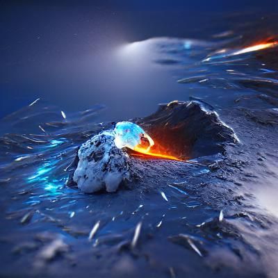 Eruption of a Frozen Ice Volcano