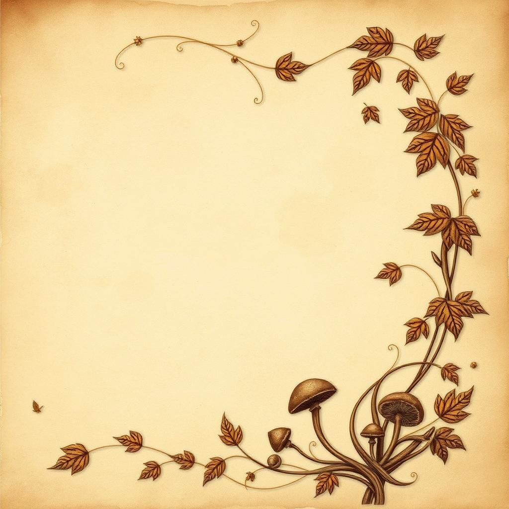 Parchment Paper With Autumnal Border in Fantasy Style