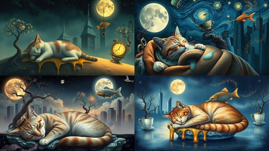 Surreal Dreamscape with Melting Clock and Celestial Whispers