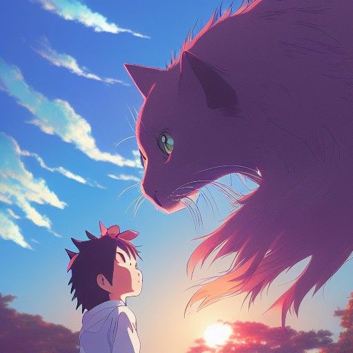 Anime Cat in Studio Ghibli Style