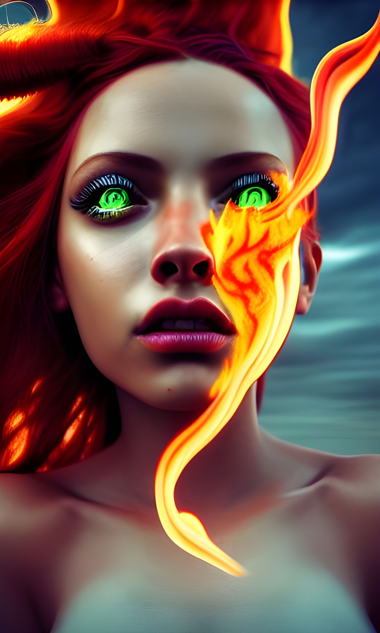 Dystopian Latina: Red Hair in Cyberpunk Style