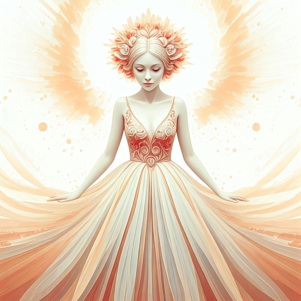 Ethereal Flower Maiden in Abstract Expressionist Style