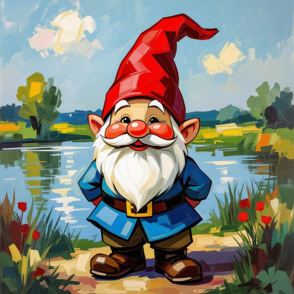 Smiling Gnome in Monet Style