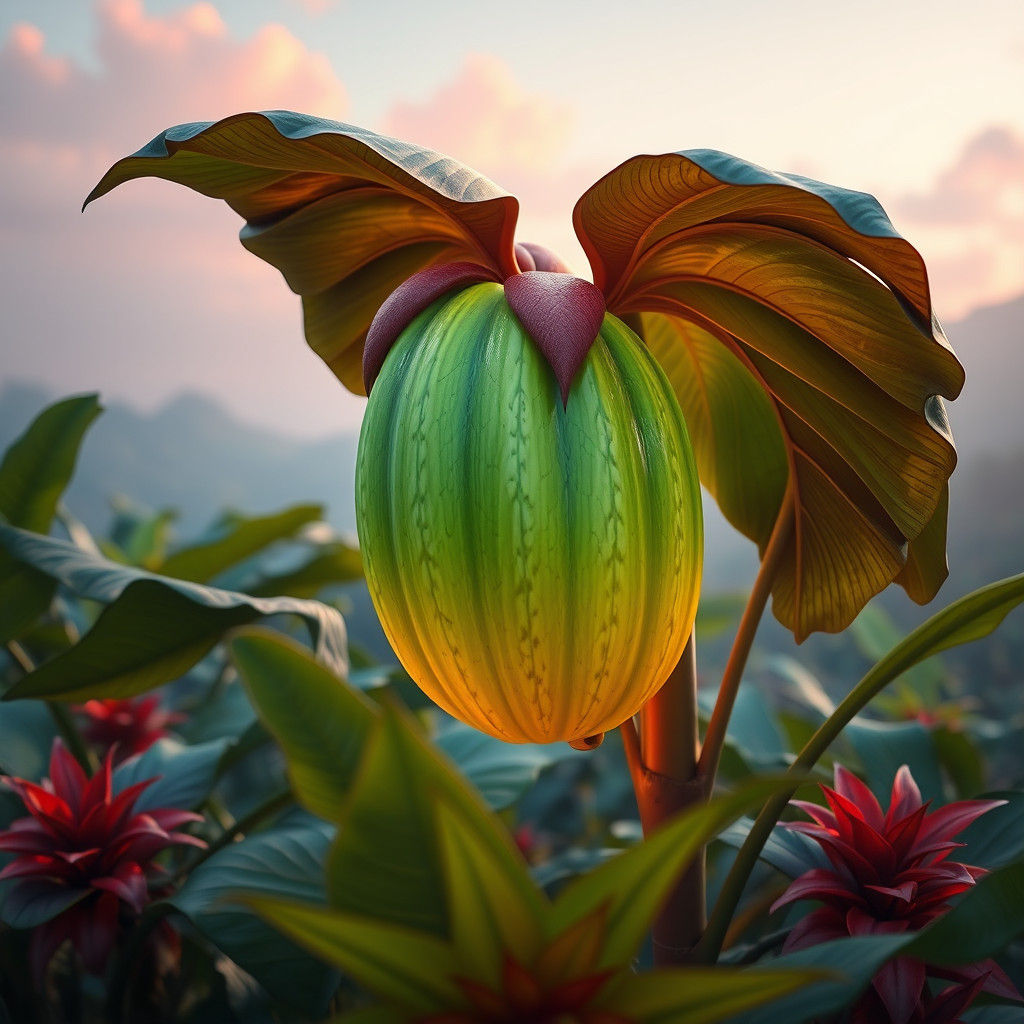 Majestic Glowing Plantain in Dreamlike Fantasy Art