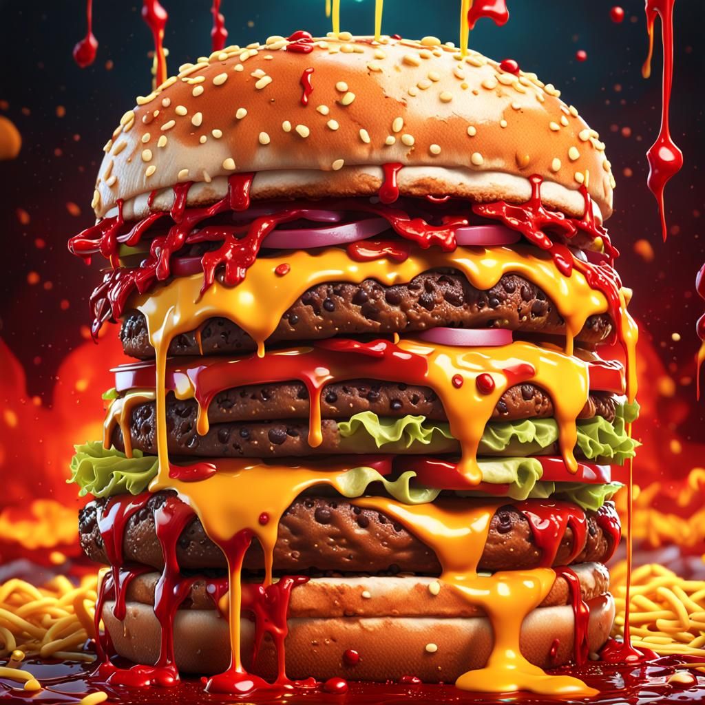 Dismembered Ronald McDonald Burger in Dark Fantasy Art