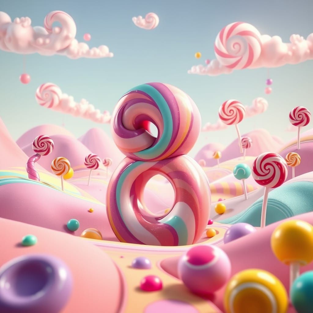 Whimsical Candy Number 8 in Fantastical Landscapes