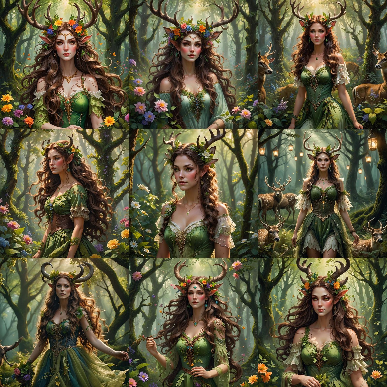 Female Satyr with Flowers, Ethereal Fantasy Art