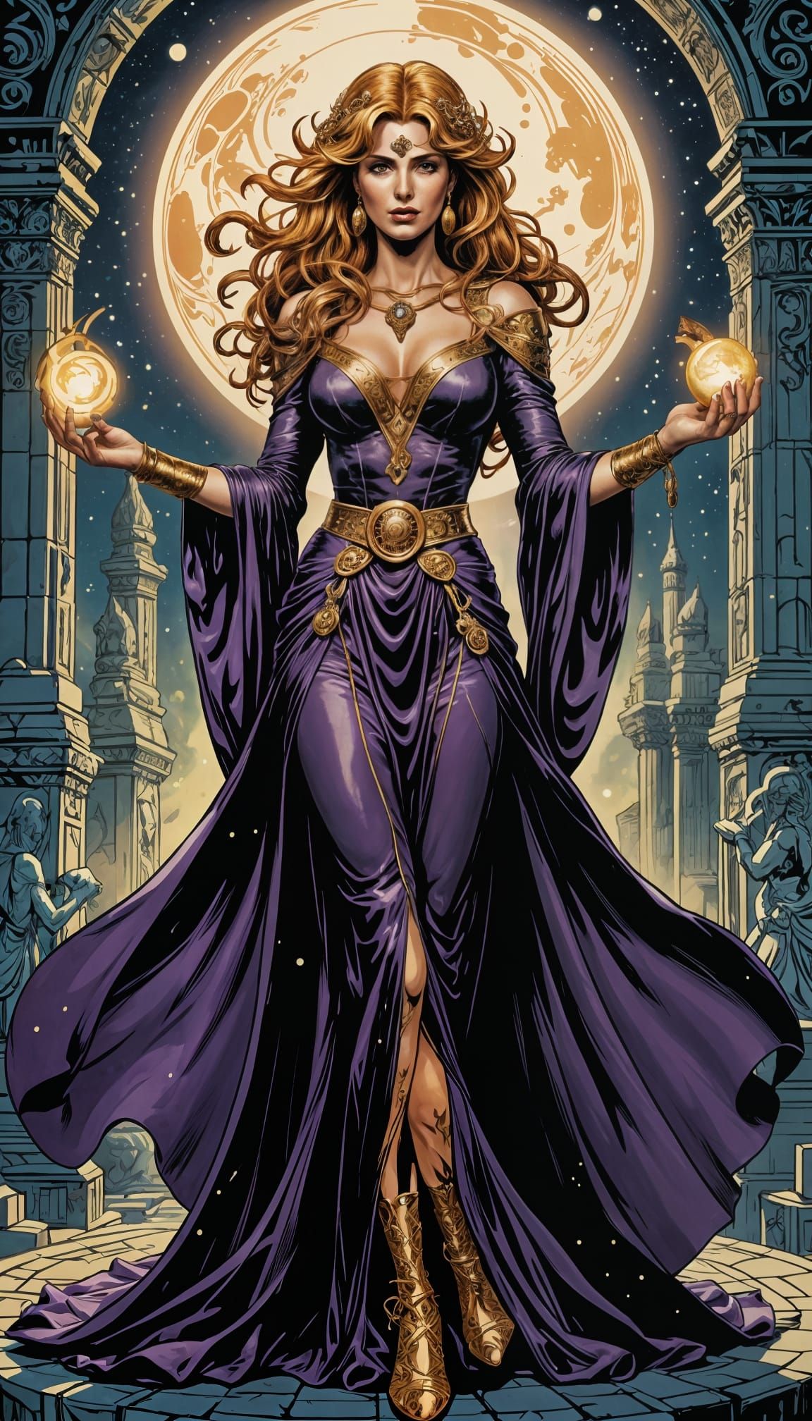 Sorceress in Neal Adams Comic Book Style