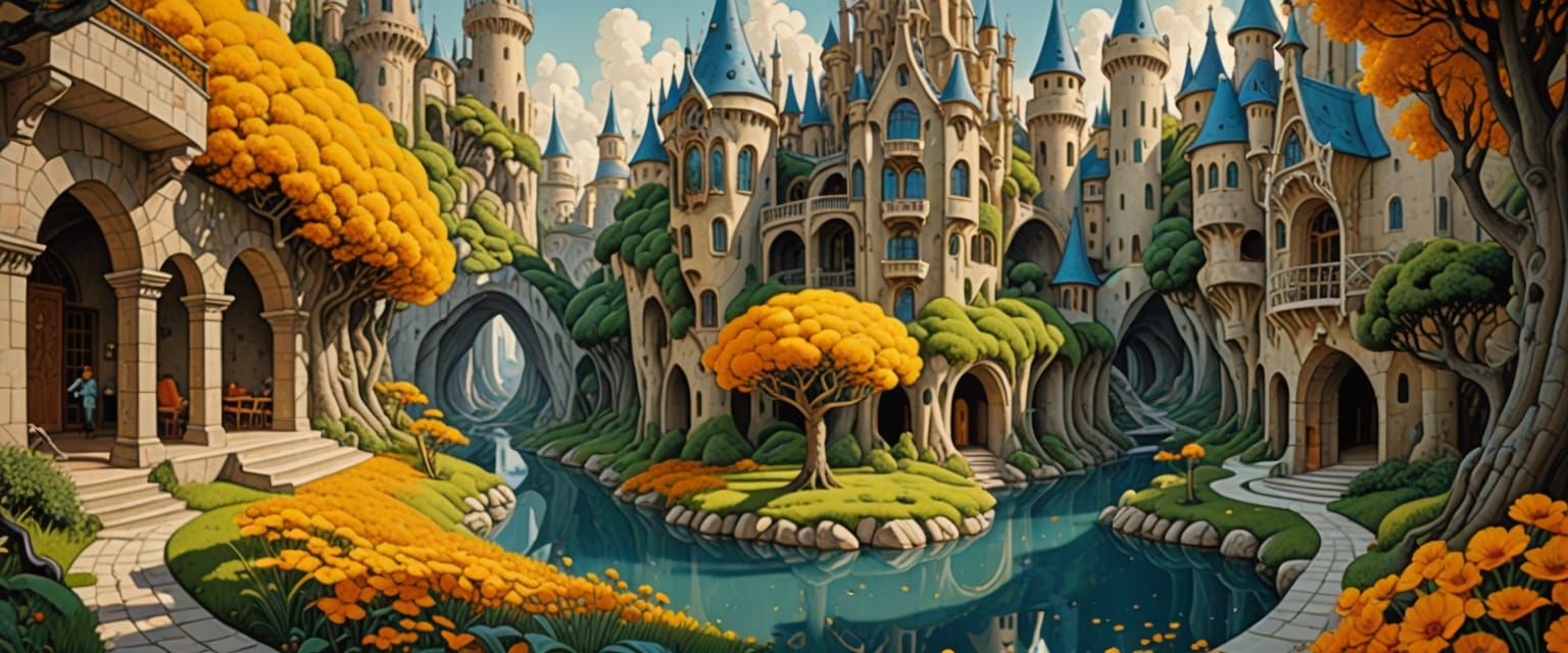 Vibrant Commune Concept Art in Comic Book Style