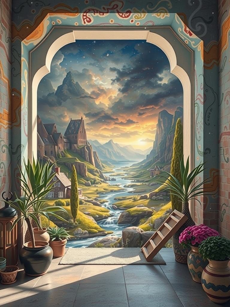 Detailed Trompe L'Oeil Painting in Loft Apartment