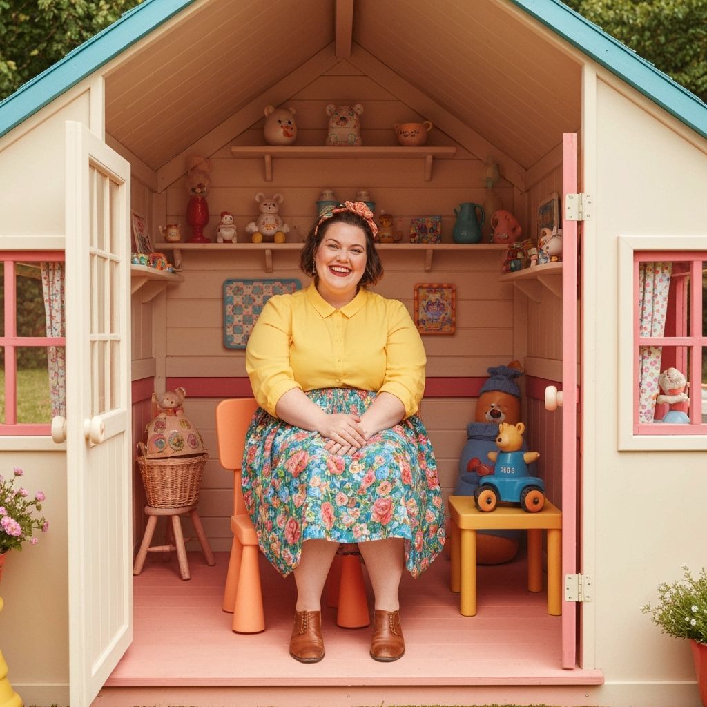 Playful Woman in Playhouse, Beatrix Potter Style