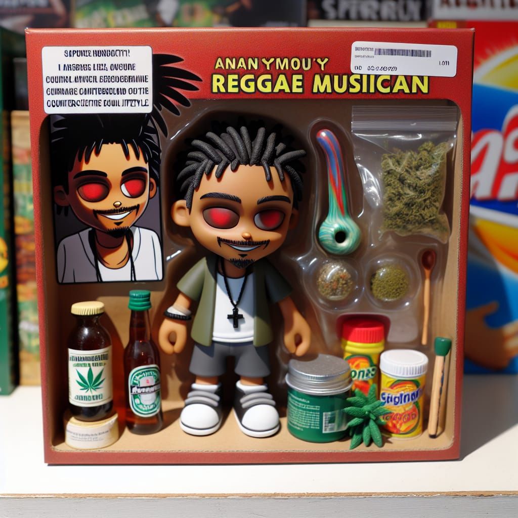 Cartoon Reggae Musician Figurine with Accessories