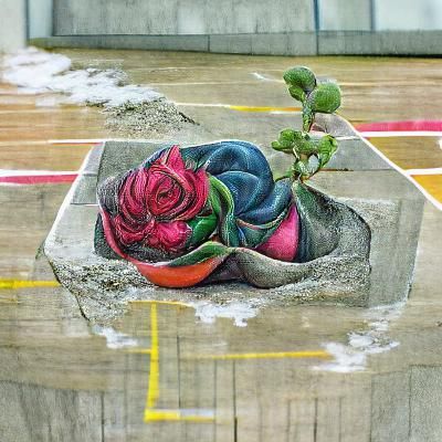 Rose Growing From Concrete
