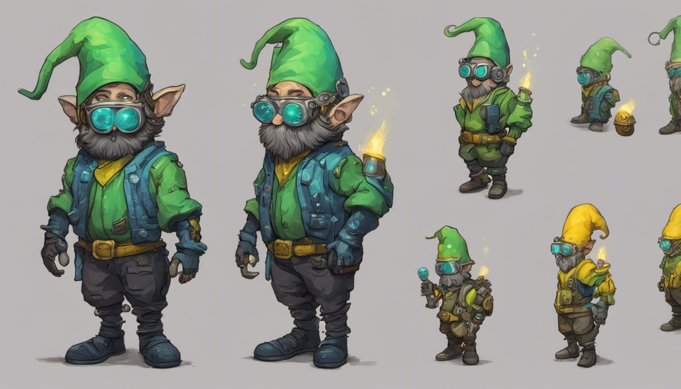 Cyberpunk Gnome Artificer in Magical Armor