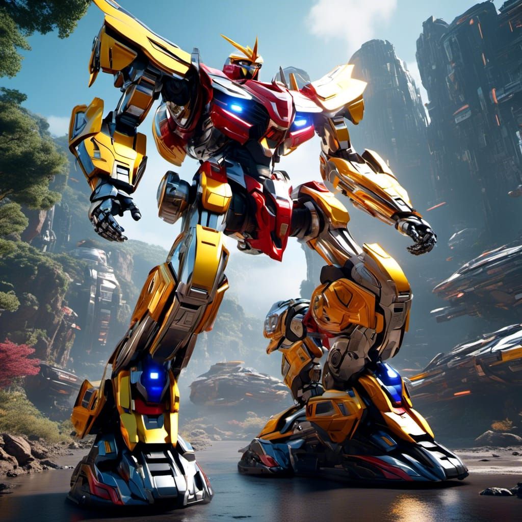 Power Ranger Megazord in Sci-Fi Cinematic Style