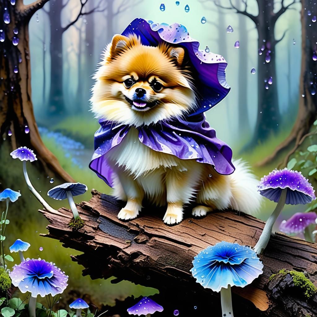 watercolor and alcohol ink featuring a cute fluffy pomerania...