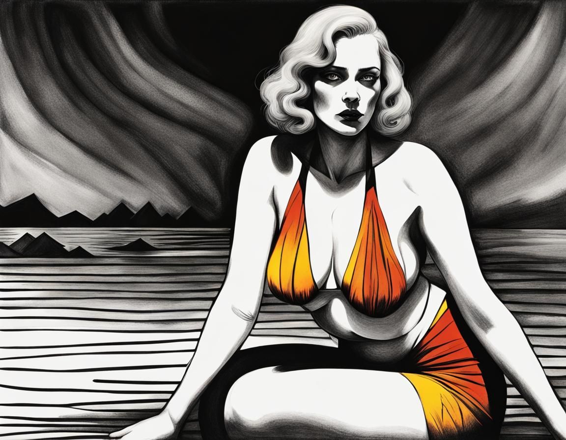 Dramatic Charcoal Drawing in German Expressionist Style