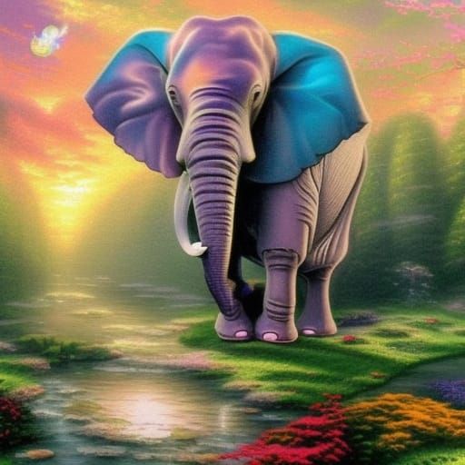 Whimsical Transparent Elephant Archie with God