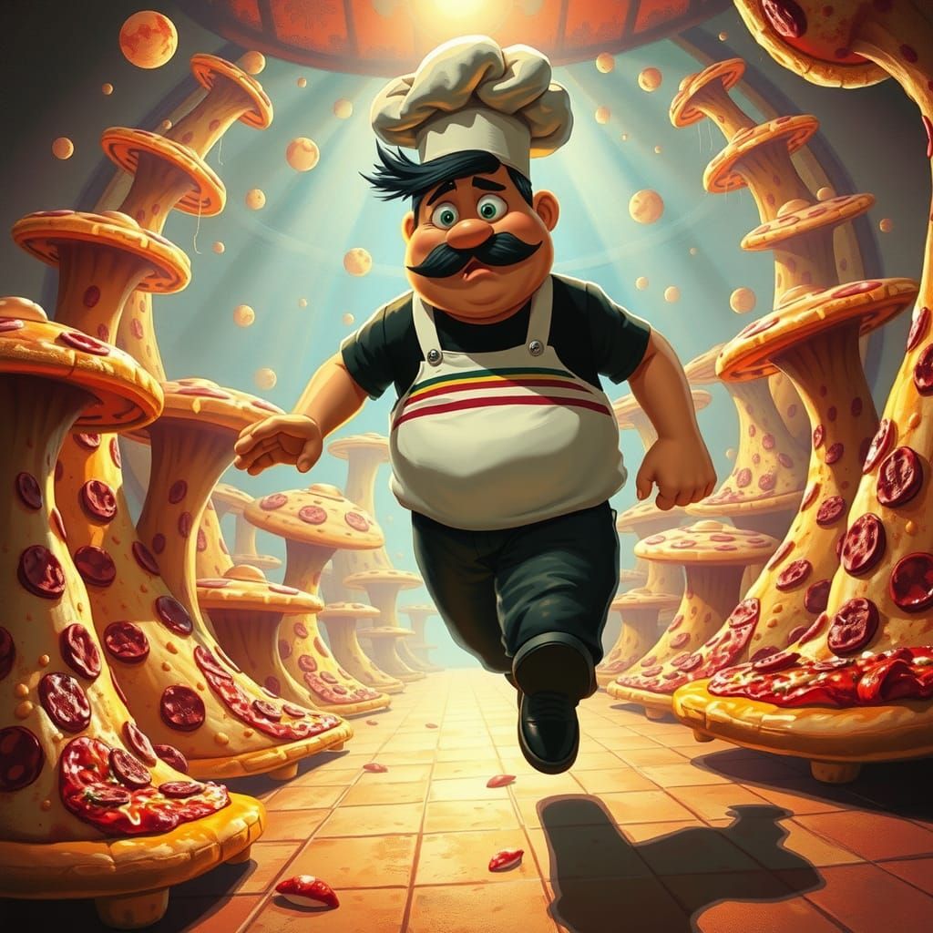 Retro Futurism Pizza Chef in Sorayama Style