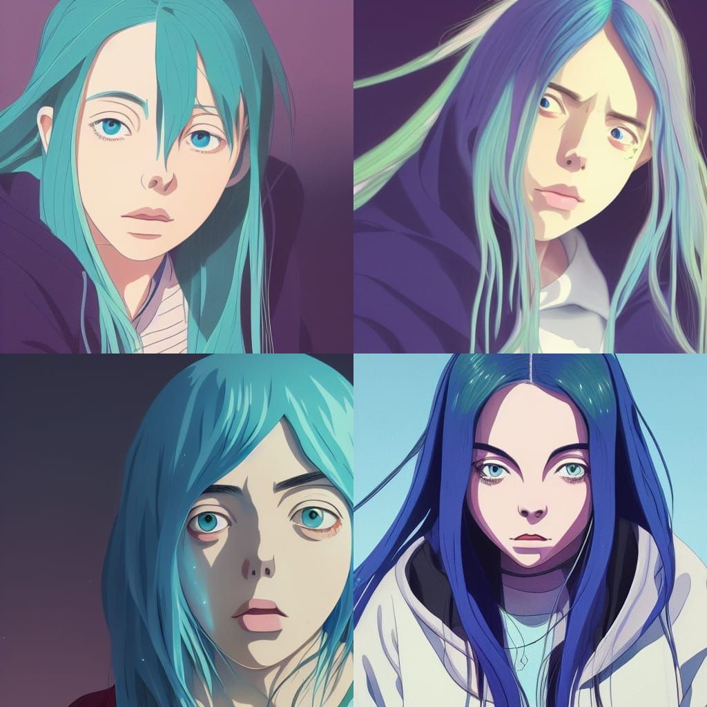 Billie Eilish as Studio Ghibli Anime Visual