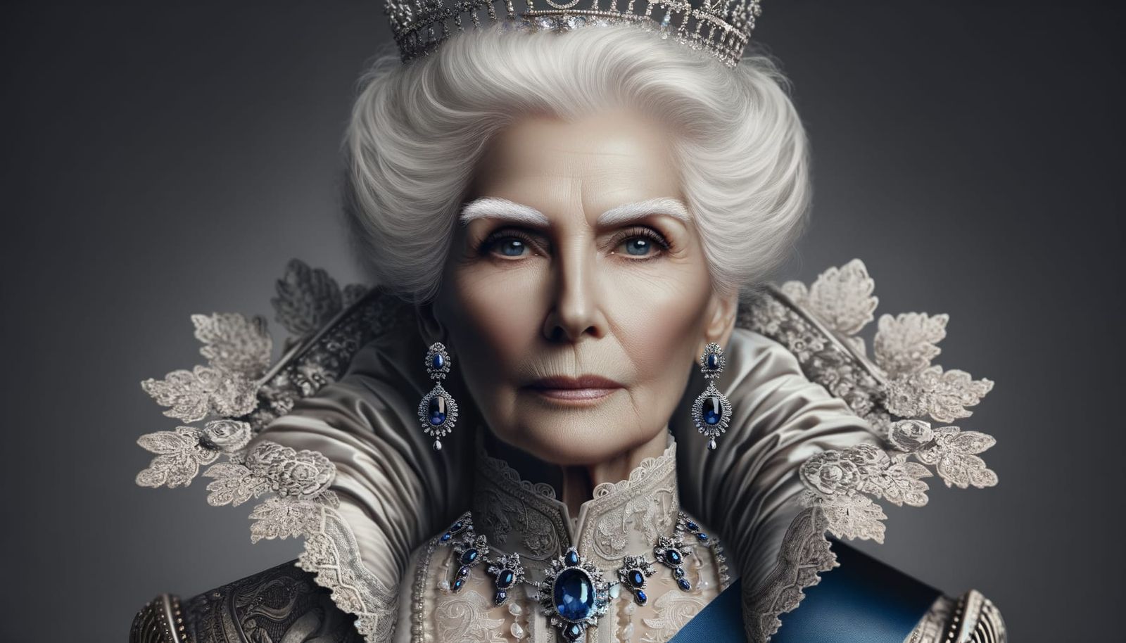 Elderly Woman with Regal Aura in Royal Clothing