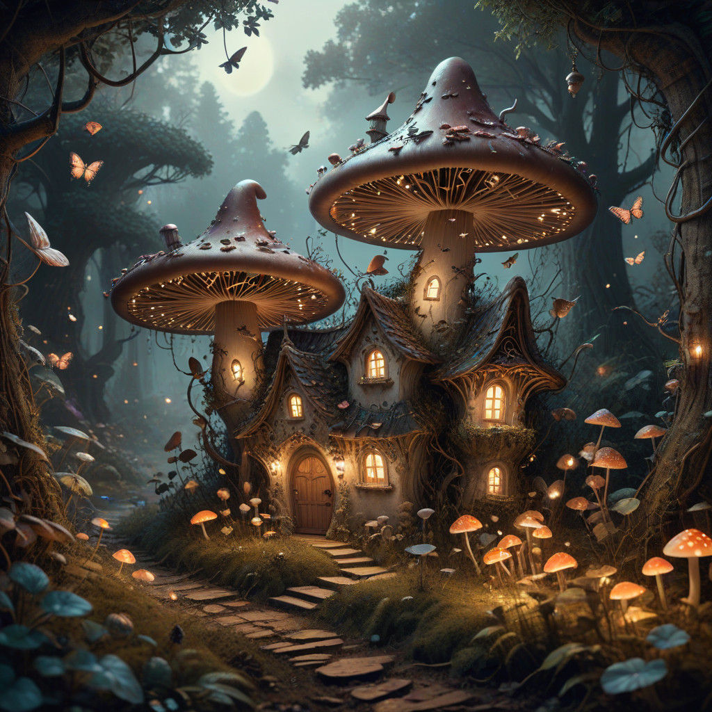Ethereal Fairy Mushroom Abodes in Filigree Detail