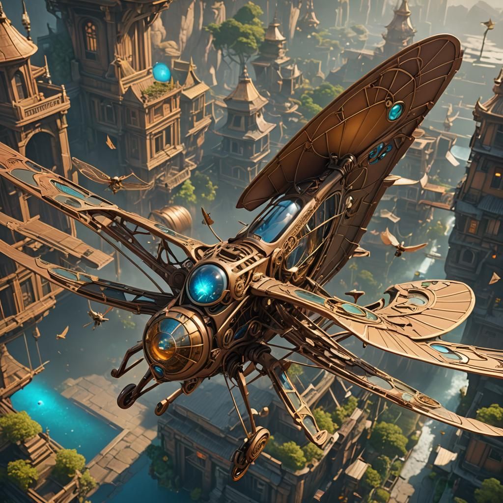 Anime Thopter Ornithopter in Ancient Setting