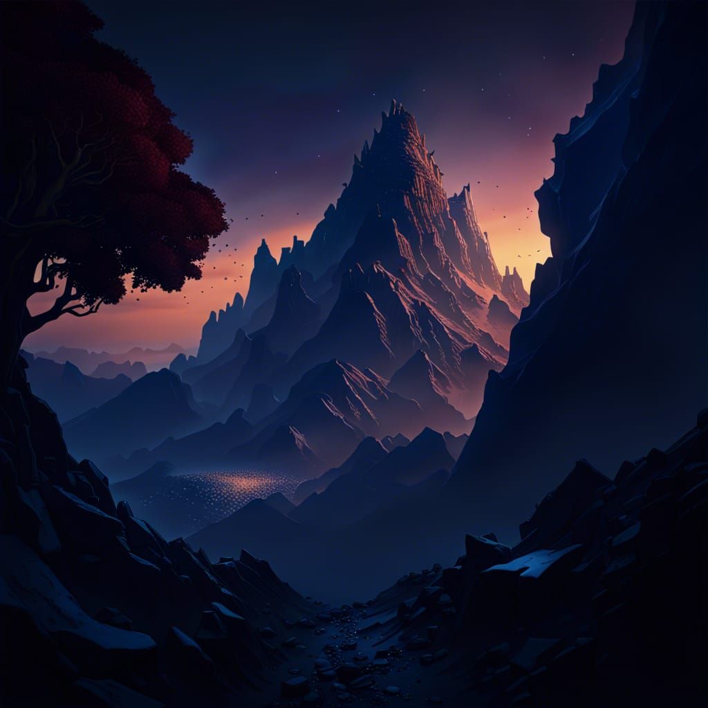 Mount Olympus at Dawn: Dark Fantasy Concept Art