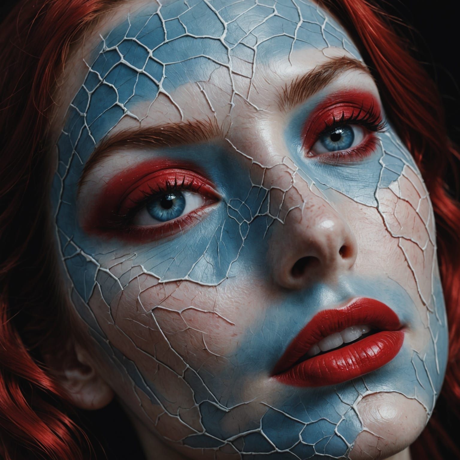 Surreal Portrait of a Woman with Cracked, Ethereal Skin and ...
